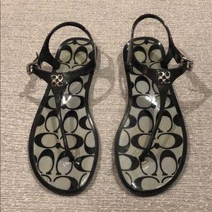 Coach Blk/Gray Signature “C” Logo Jelly T-Strap-8